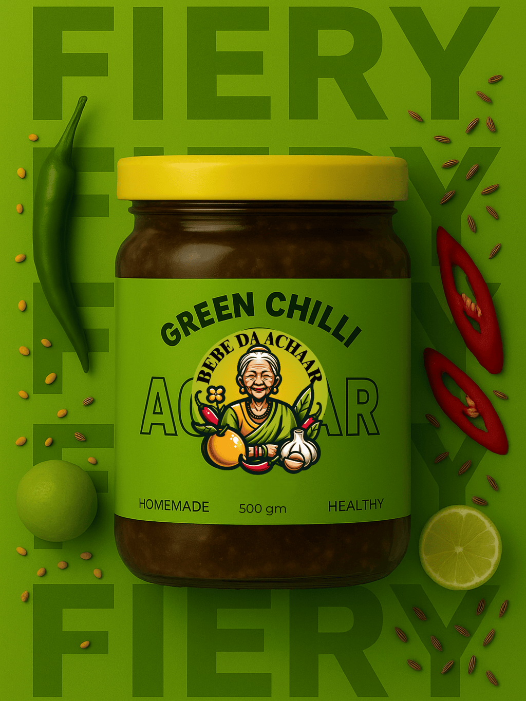 Hari Mirch Ka Achaar (Spicy)